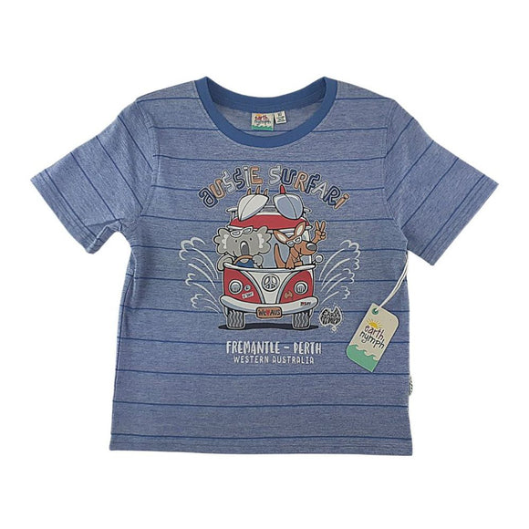 Boys T shirt- Aust Surfari Cobalt Marle Stripe