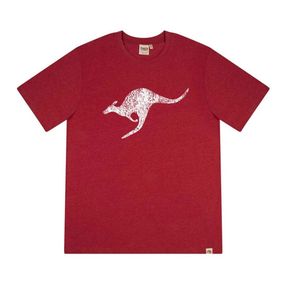 Mens T - Distressed Roo Red