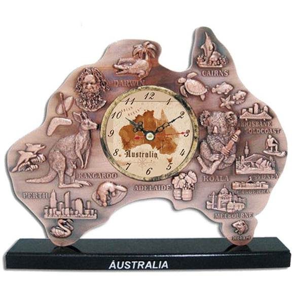 Australian Map Copper Clock