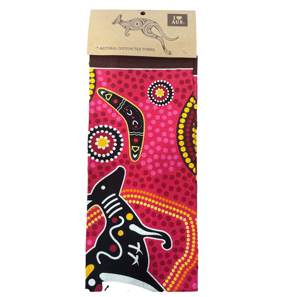 TEA TOWEL-Red Aboriginal Art