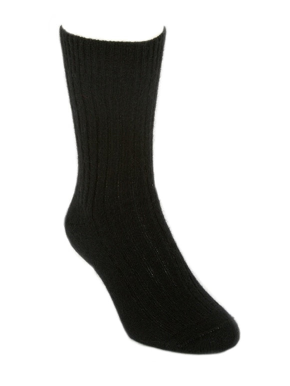 Lothlorian Knitwear Possum Rib Socks Black