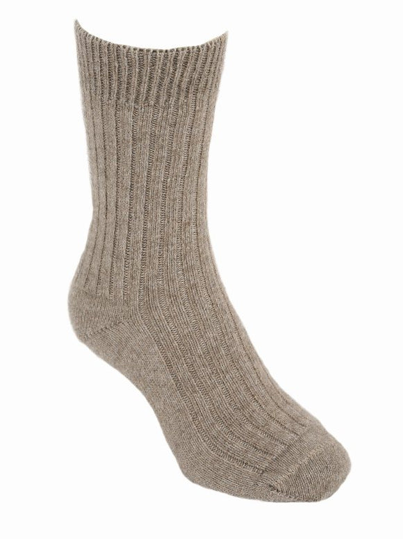 Lothlorian Knitwear Possum Rib Socks Natural