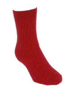Lothlorian Knitwear Possum Rib Socks Red