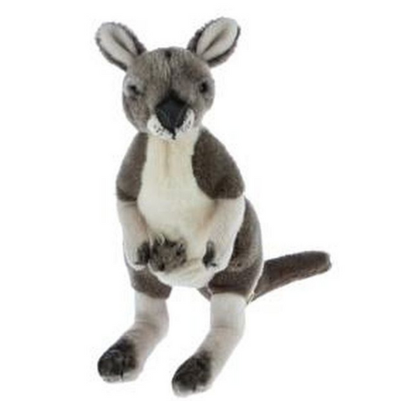 Kangaroo Soft Toy w/joey 28cm, grey - Tracy