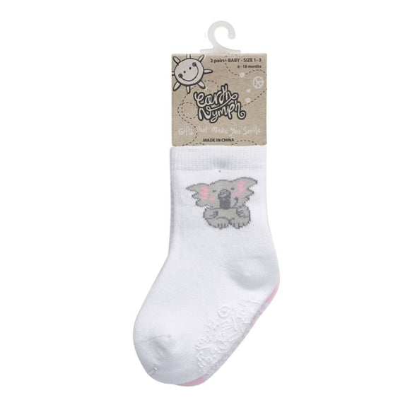 Baby Girl Koala White Socks - 2Pr 