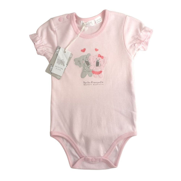 Baby Girl Koala Romper -  Hugs Pinkstripe