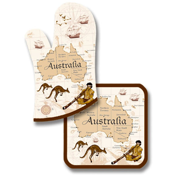 Aussie Map Mitten And Pot Holder