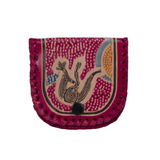 Kangaroo in Summer Flowers Leather Coin Pouch 9.5cm X 6.5cm