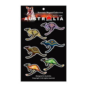 Aboriginal Art Kangaroo 6 Piece Magnet Set