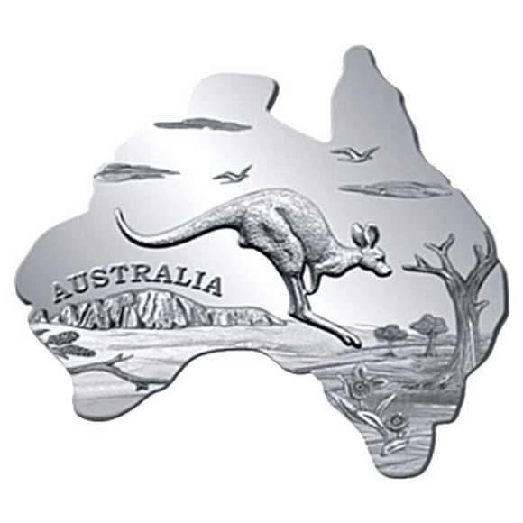 Australian Map Silver Magnet