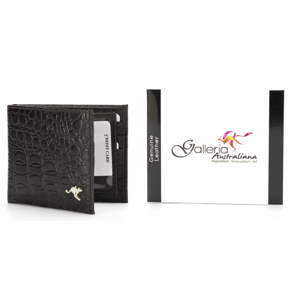 Mens Leather Roo Emb Wallet RFID