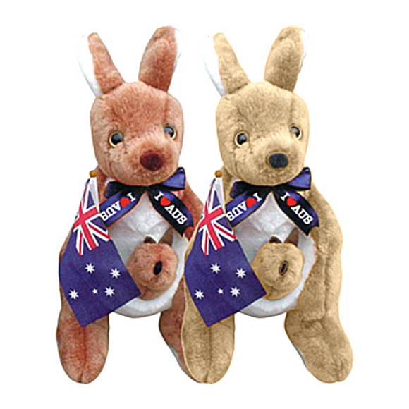 26Cm Kangaroo Soft Toy With Flag